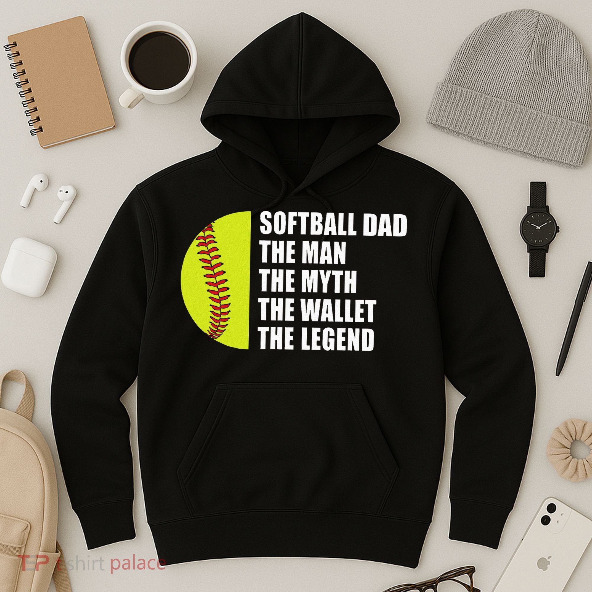 Softball Dad Man Myths Wallet Softball Fathers Day Hoodie