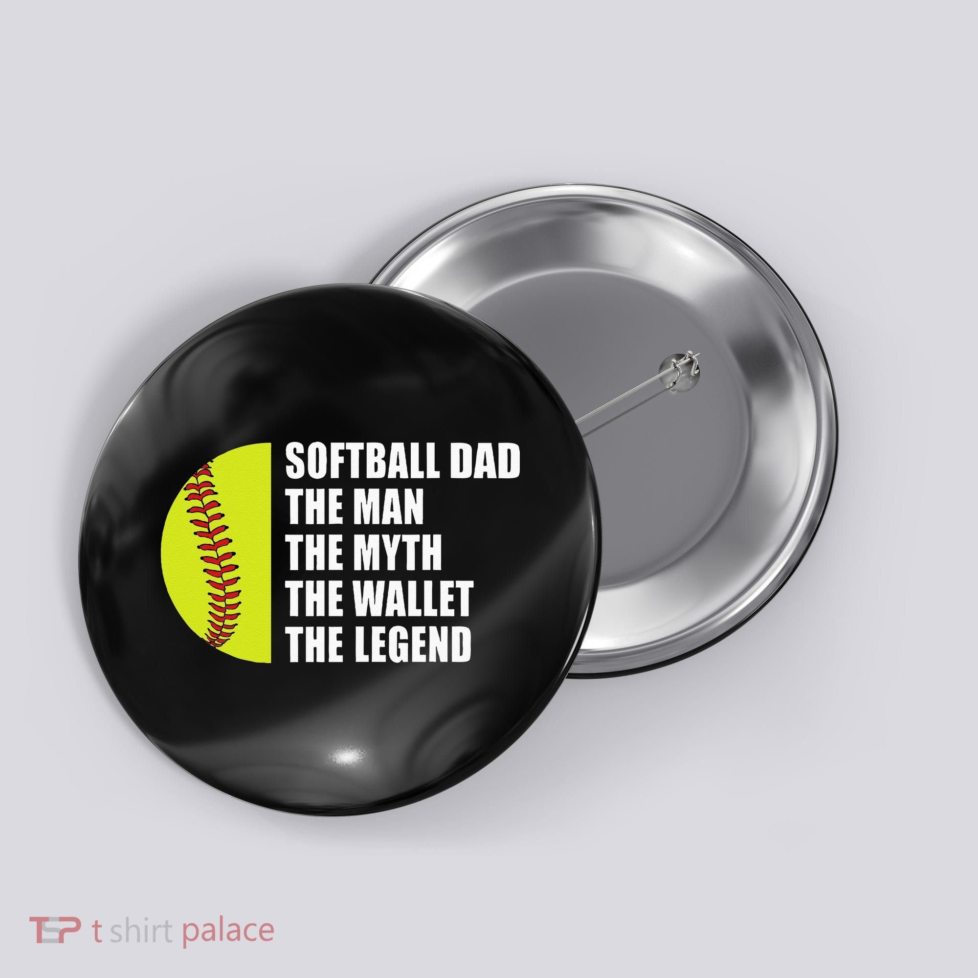 Softball Dad Man Myths Wallet Softball Fathers Day Button