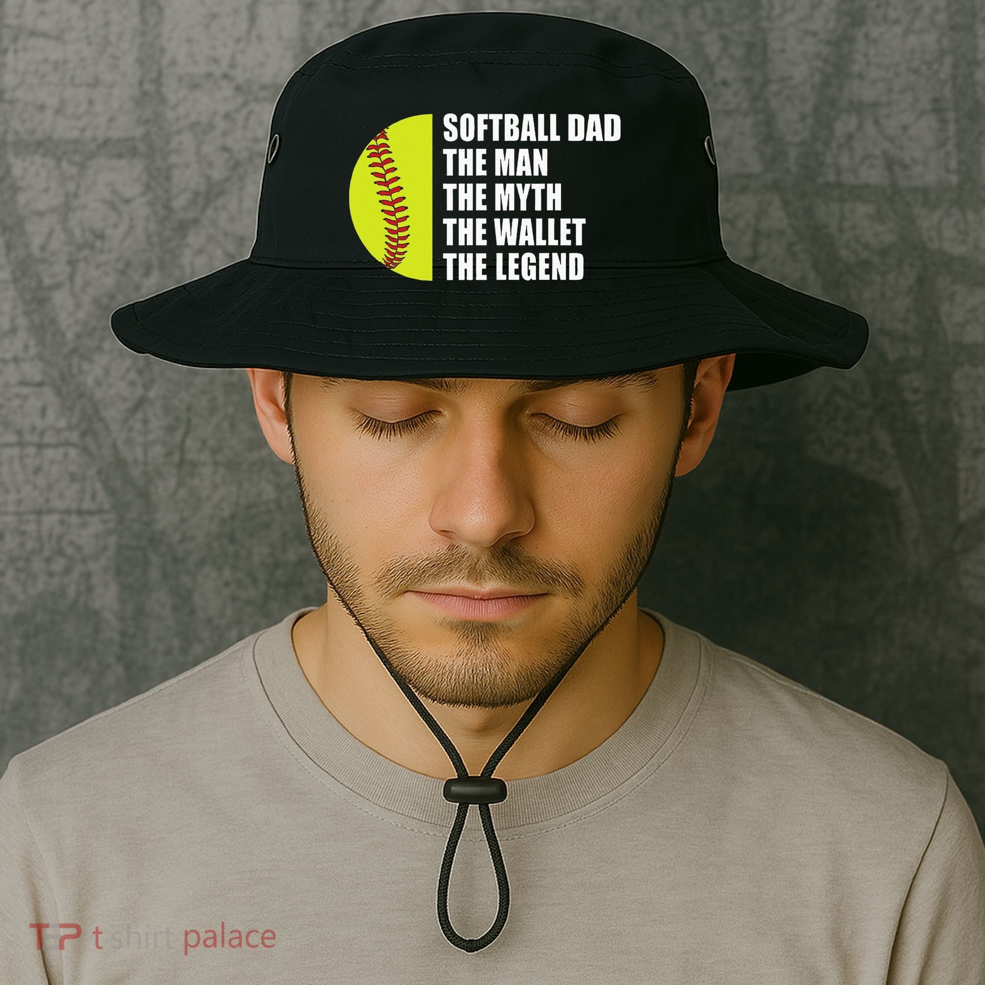 Softball Dad Man Myths Wallet Softball Fathers Day Bucket Hat