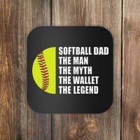 Softball Dad Man Myths Wallet Softball Fathers Day Coaster thumb 0