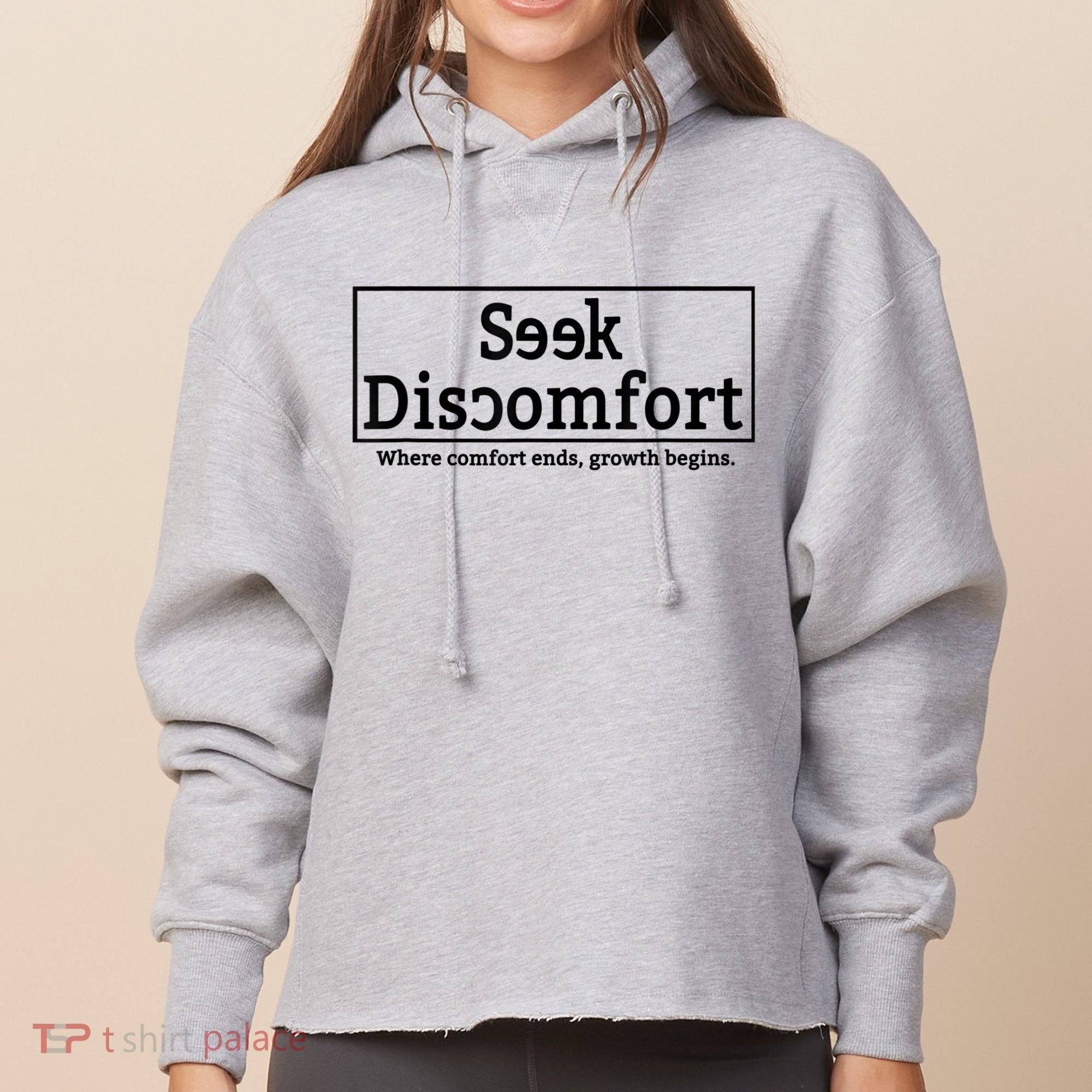 Seek Discomfort Motivational Quote Inspirational Change Ladies Heavyweight Boxy Pullover Hoodie
