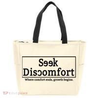 Seek Discomfort Motivational Quote Inspirational Change Tote Bag thumb 0