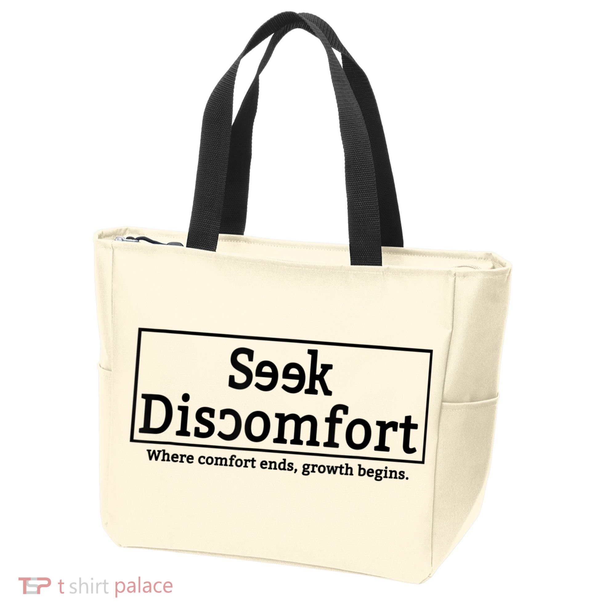 Seek Discomfort Motivational Quote Inspirational Change Tote Bag