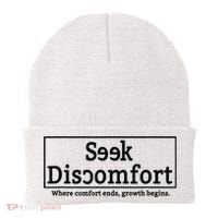 Seek Discomfort Motivational Quote Inspirational Change Beanie thumb 0