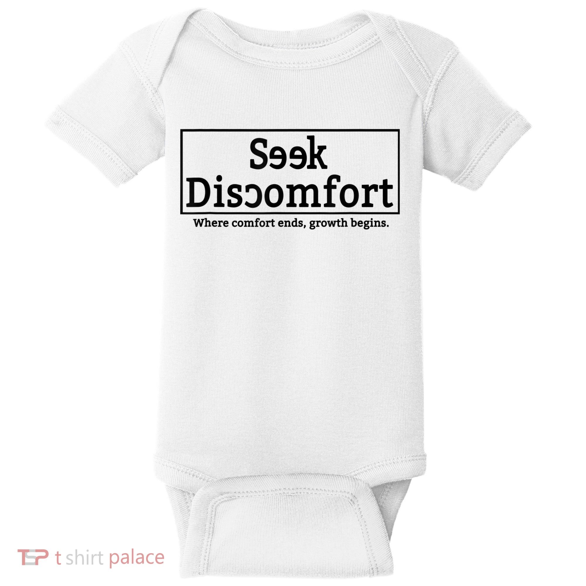 Seek Discomfort Motivational Quote Inspirational Change Baby Bodysuit