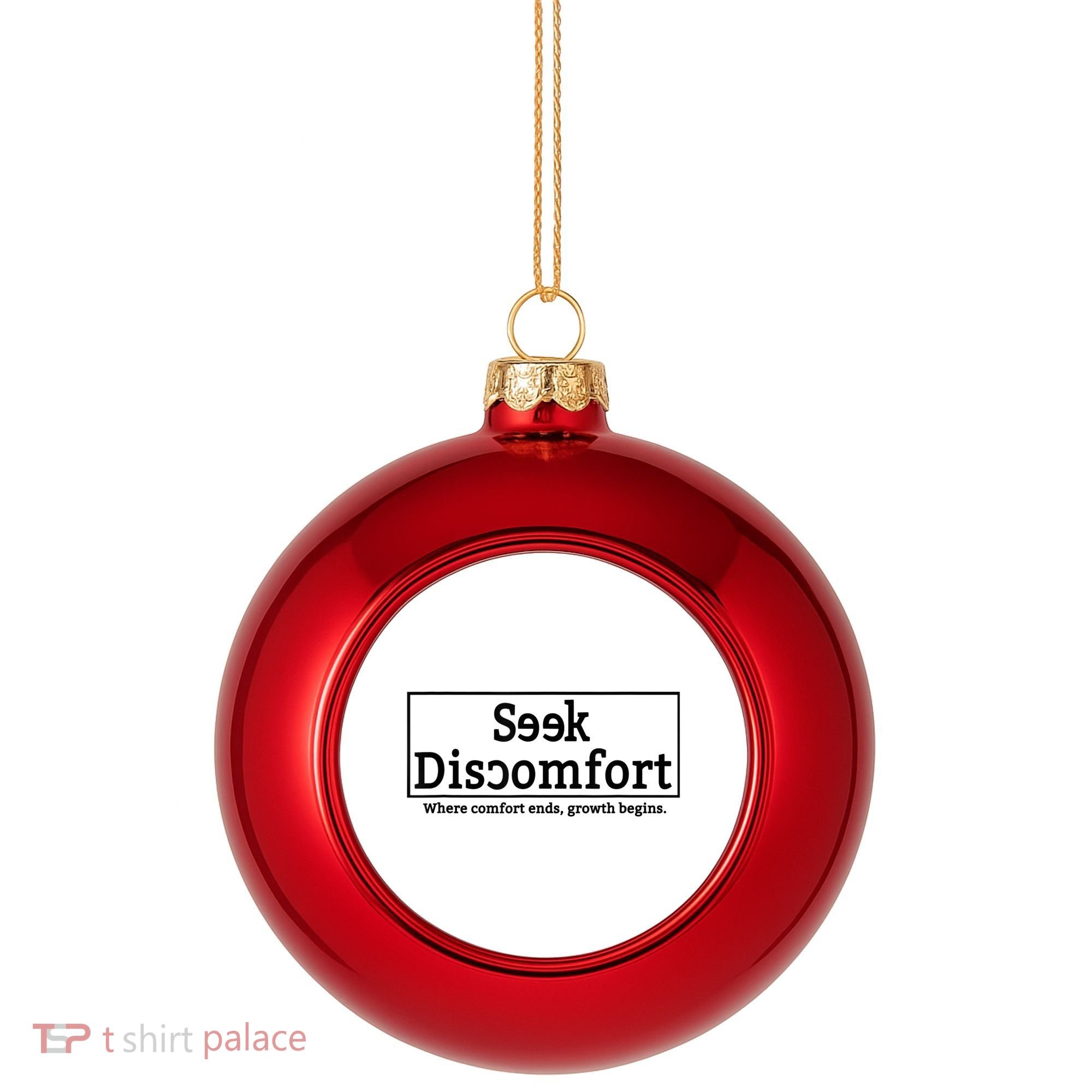 Seek Discomfort Motivational Quote Inspirational Change Plastic Christmas Ball Ornament