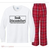 Seek Discomfort Motivational Quote Inspirational Change Kids Long Sleeve Plaid Pajama Set thumb 0