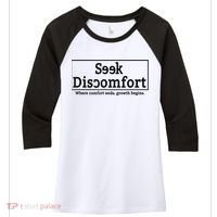 Seek Discomfort Motivational Quote Inspirational Change Women's Tri-Blend 3/4-Sleeve Raglan Shirt thumb 0