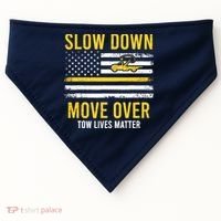 Slow Down Move Over Tow Lives Matter Driver American Flag USA-Made Doggie Bandana thumb 0