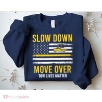 Slow Down Move Over Tow Lives Matter Driver American Flag Sweatshirt thumb 2