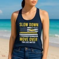 Slow Down Move Over Tow Lives Matter Driver American Flag Women's Tank Top thumb 2