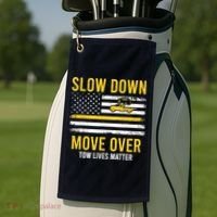 Slow Down Move Over Tow Lives Matter Driver American Flag Golf Towel thumb 2
