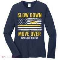 Slow Down Move Over Tow Lives Matter Driver American Flag Women's Long Sleeve Shirt thumb 0