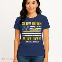 Slow Down Move Over Tow Lives Matter Driver American Flag Women's T-Shirt thumb 4