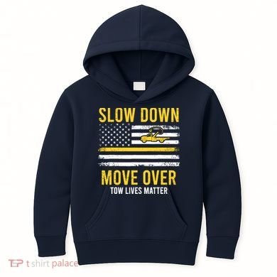 Slow Down Move Over Tow Lives Matter Driver American Flag Kids Hoodie