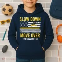 Slow Down Move Over Tow Lives Matter Driver American Flag Kids Hoodie thumb 2