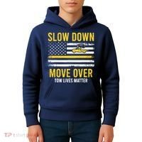 Slow Down Move Over Tow Lives Matter Driver American Flag Kids Hoodie thumb 4
