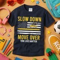 Slow Down Move Over Tow Lives Matter Driver American Flag Kids T-Shirt thumb 3