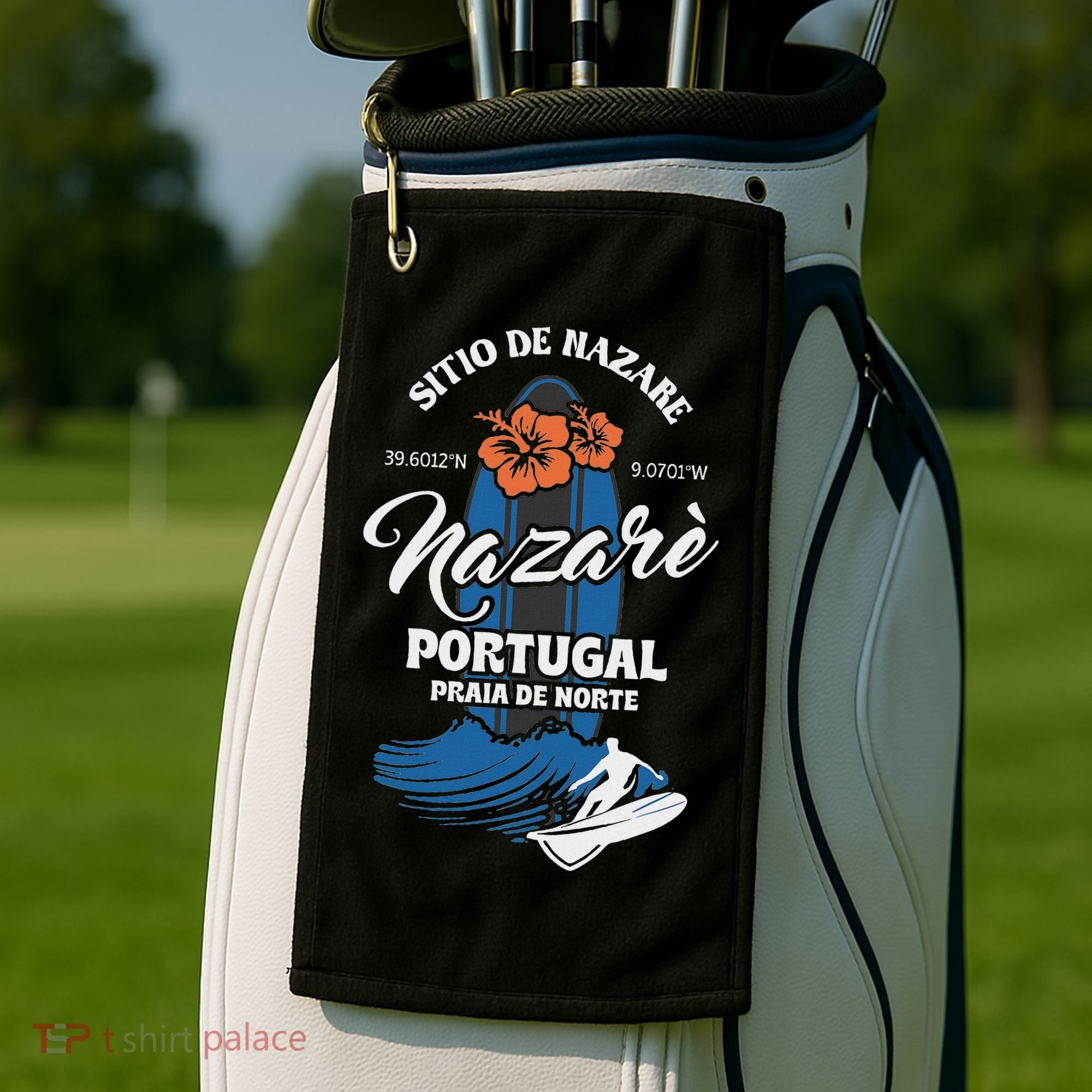 Sitio De Nazare Portugal Beach Surfing Souvenir Surfer Golf Towel