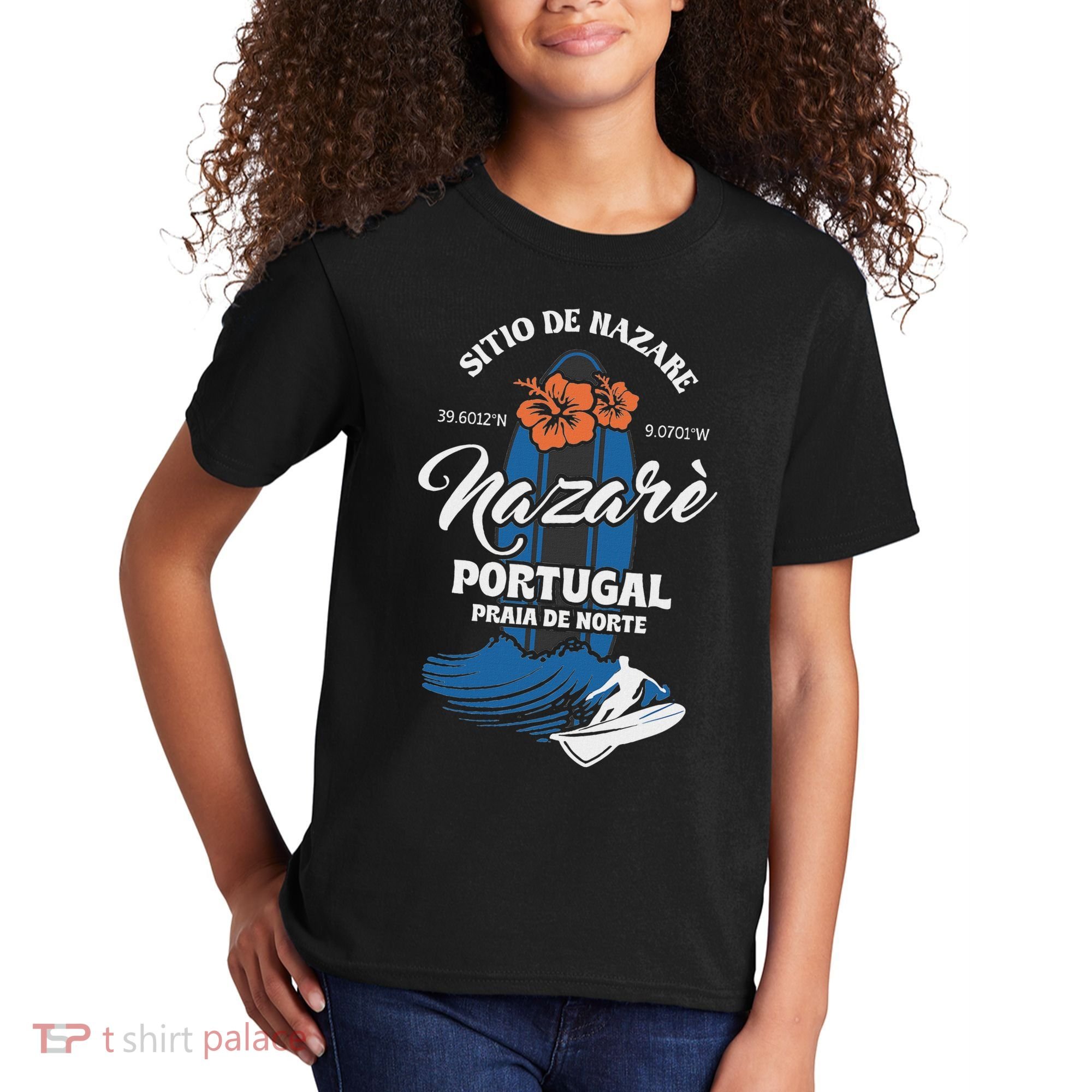 Sitio De Nazare Portugal Beach Surfing Souvenir Surfer Kids T-Shirt