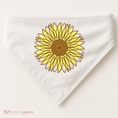 Sunflower Drawing Nature USA-Made Doggie Bandana