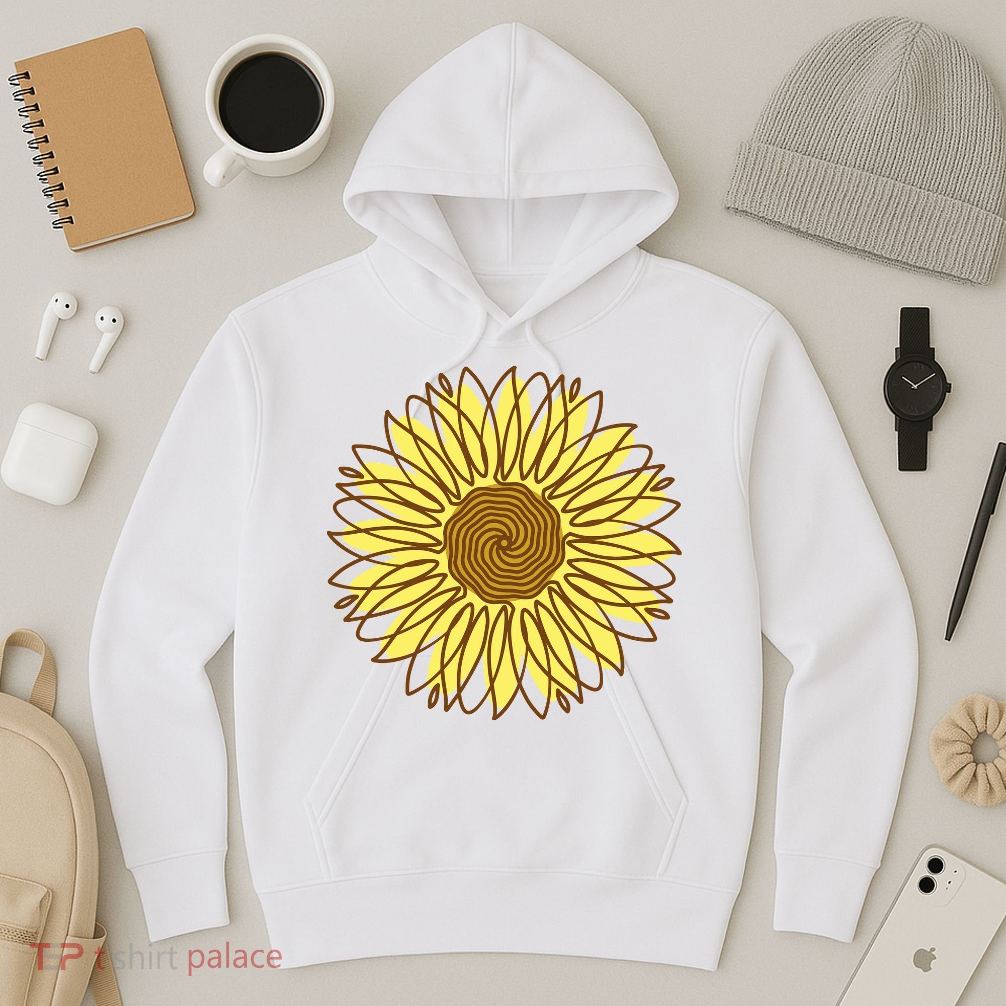 Sunflower Drawing Nature Hoodie