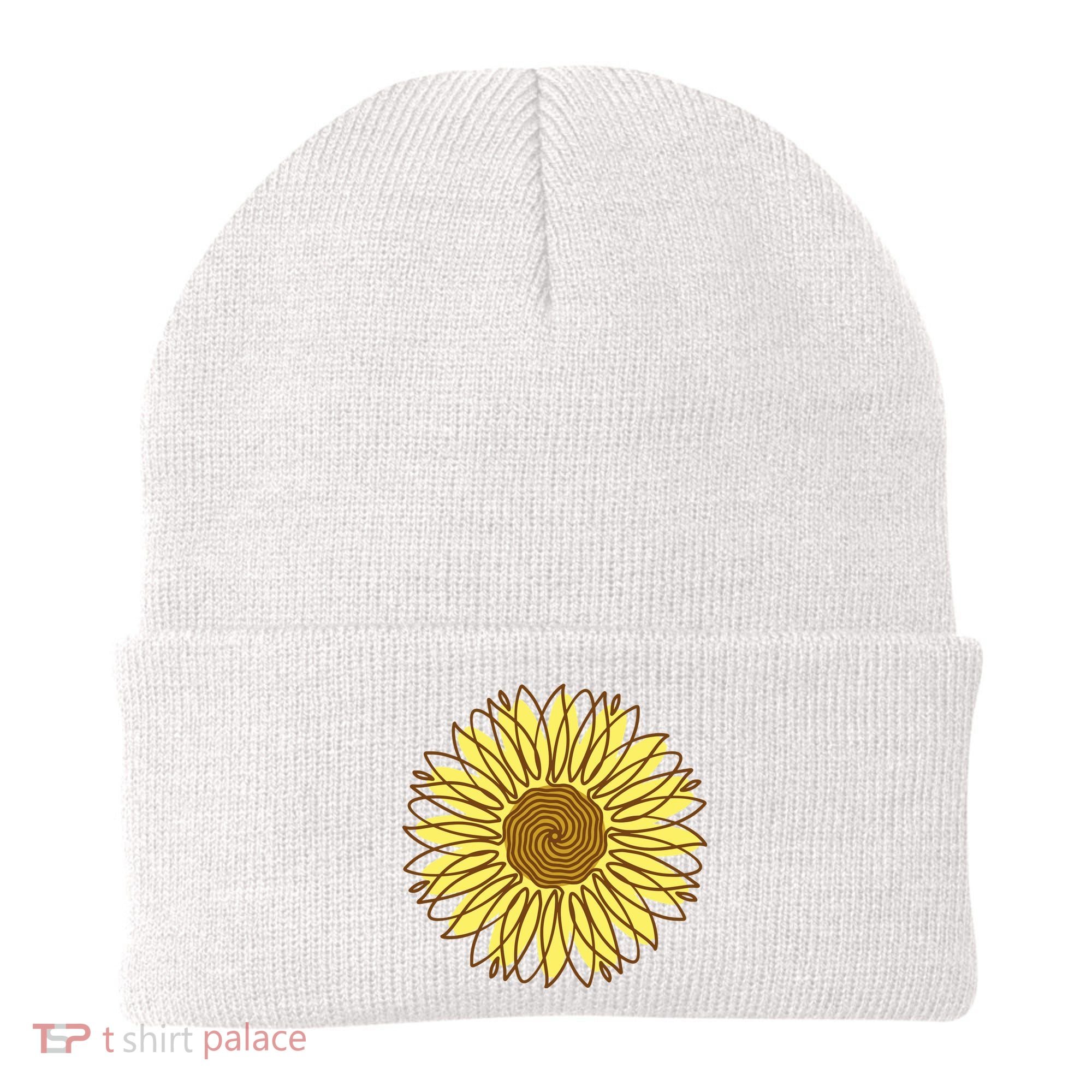 Sunflower Drawing Nature Beanie