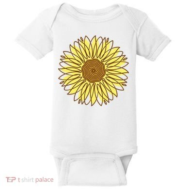 Sunflower Drawing Nature Baby Bodysuit