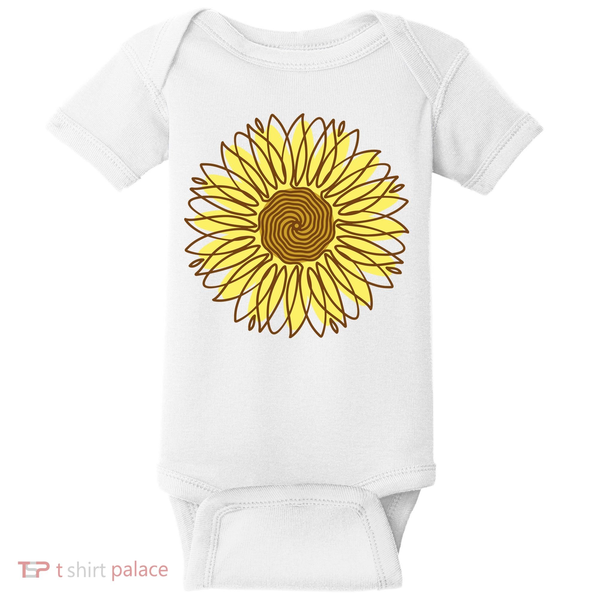 Sunflower Drawing Nature Baby Bodysuit