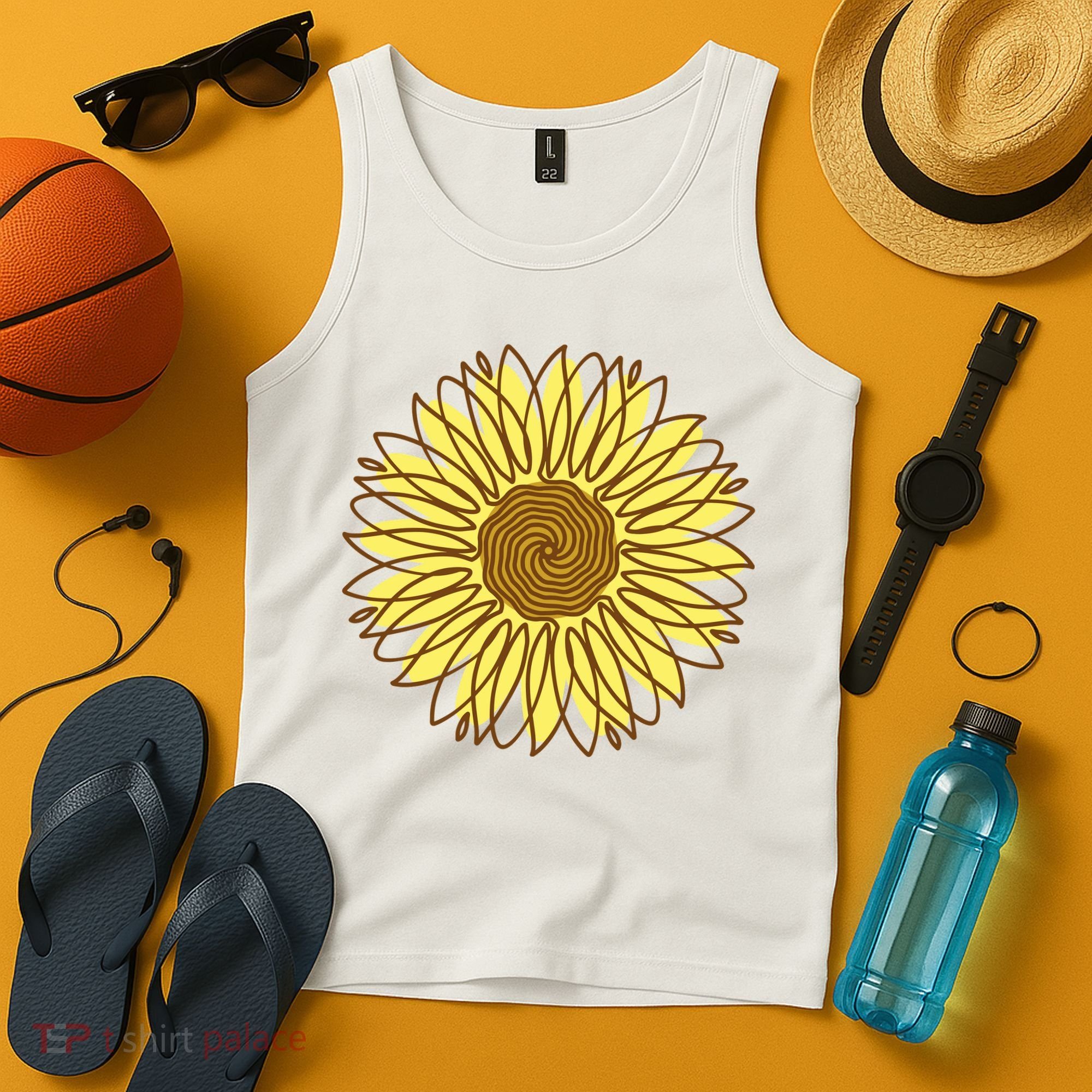 Sunflower Drawing Nature Tank Top