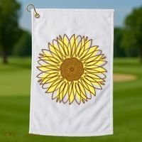 Sunflower Drawing Nature Golf Towel thumb 1