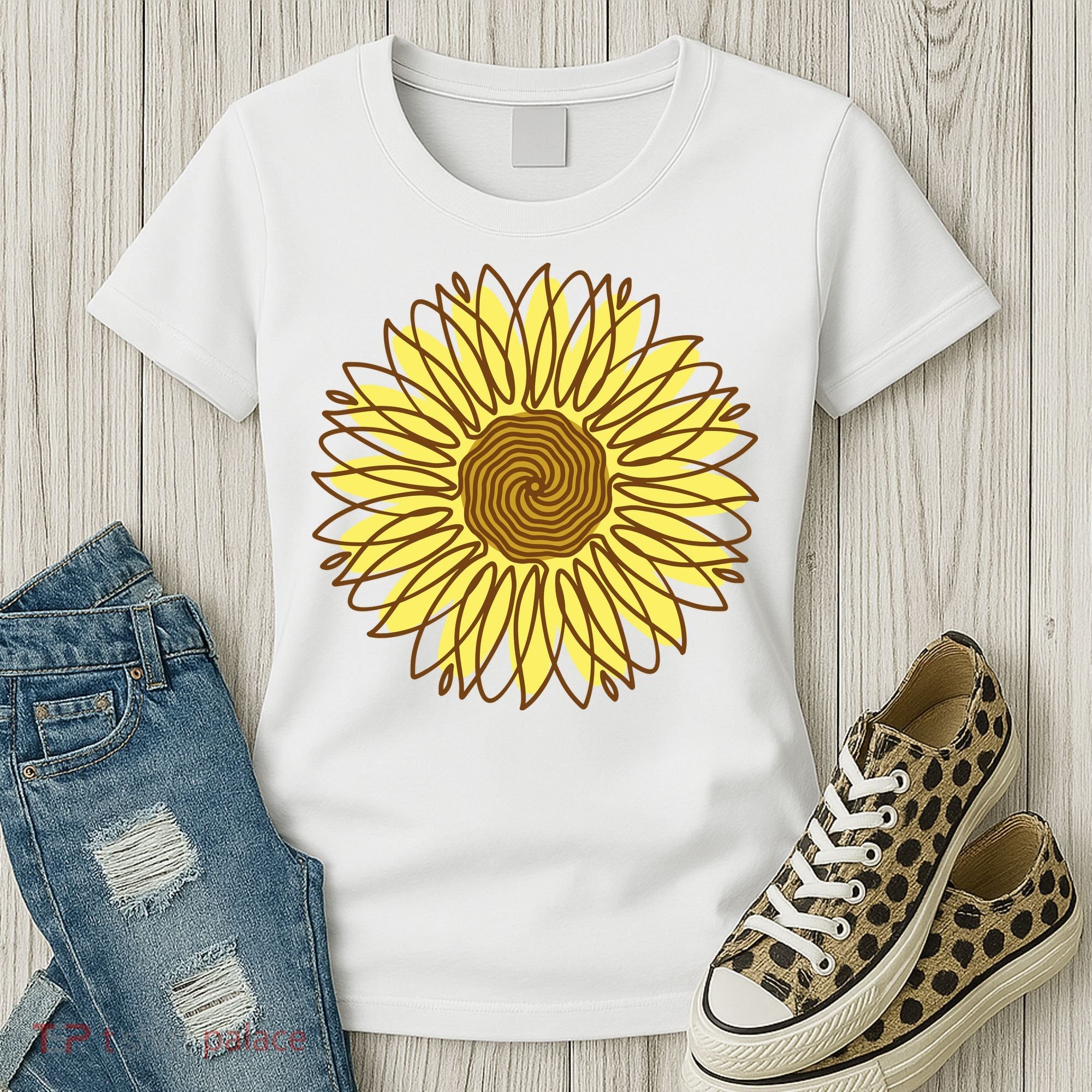 Sunflower Drawing Nature Women's T-Shirt