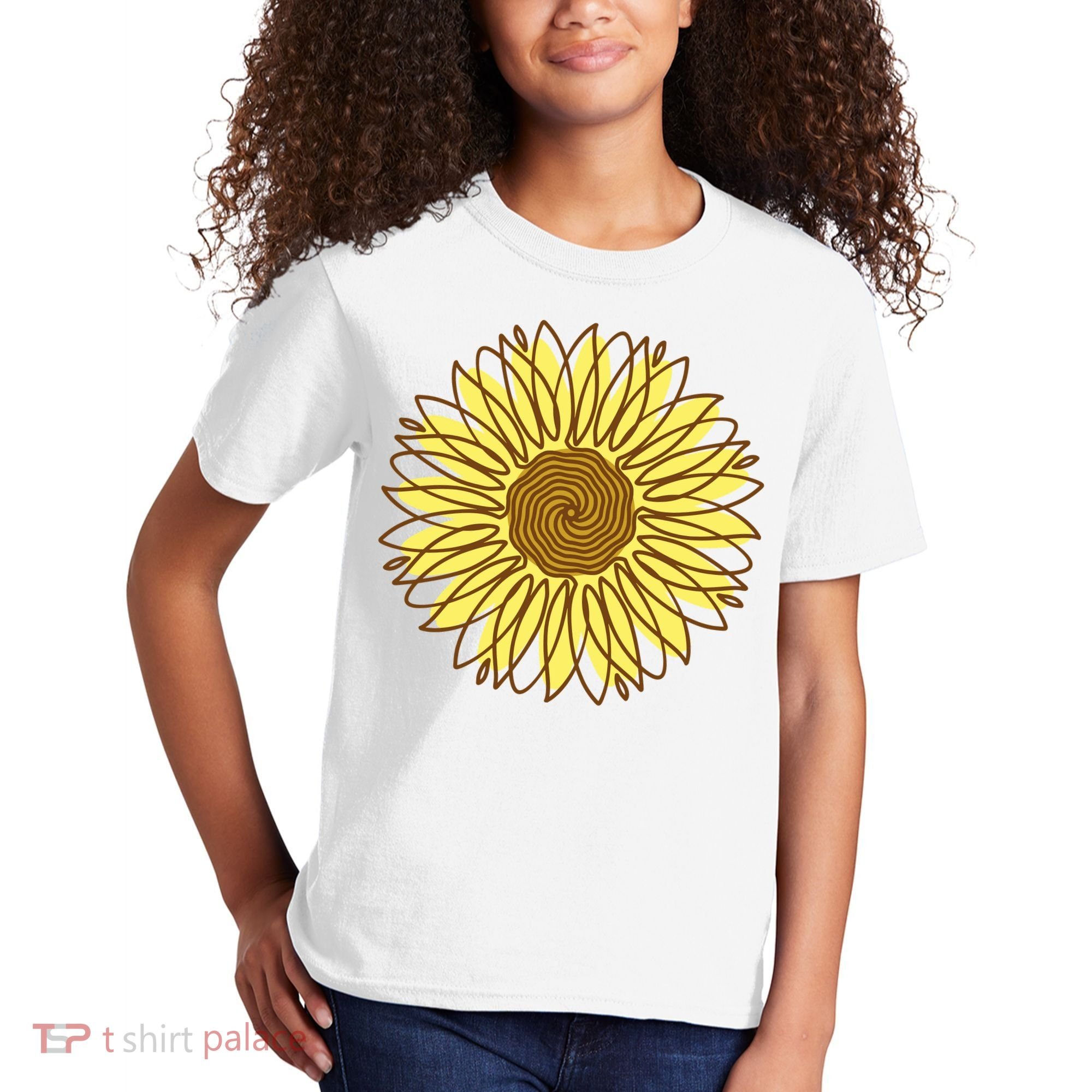 Sunflower Drawing Nature Kids T-Shirt