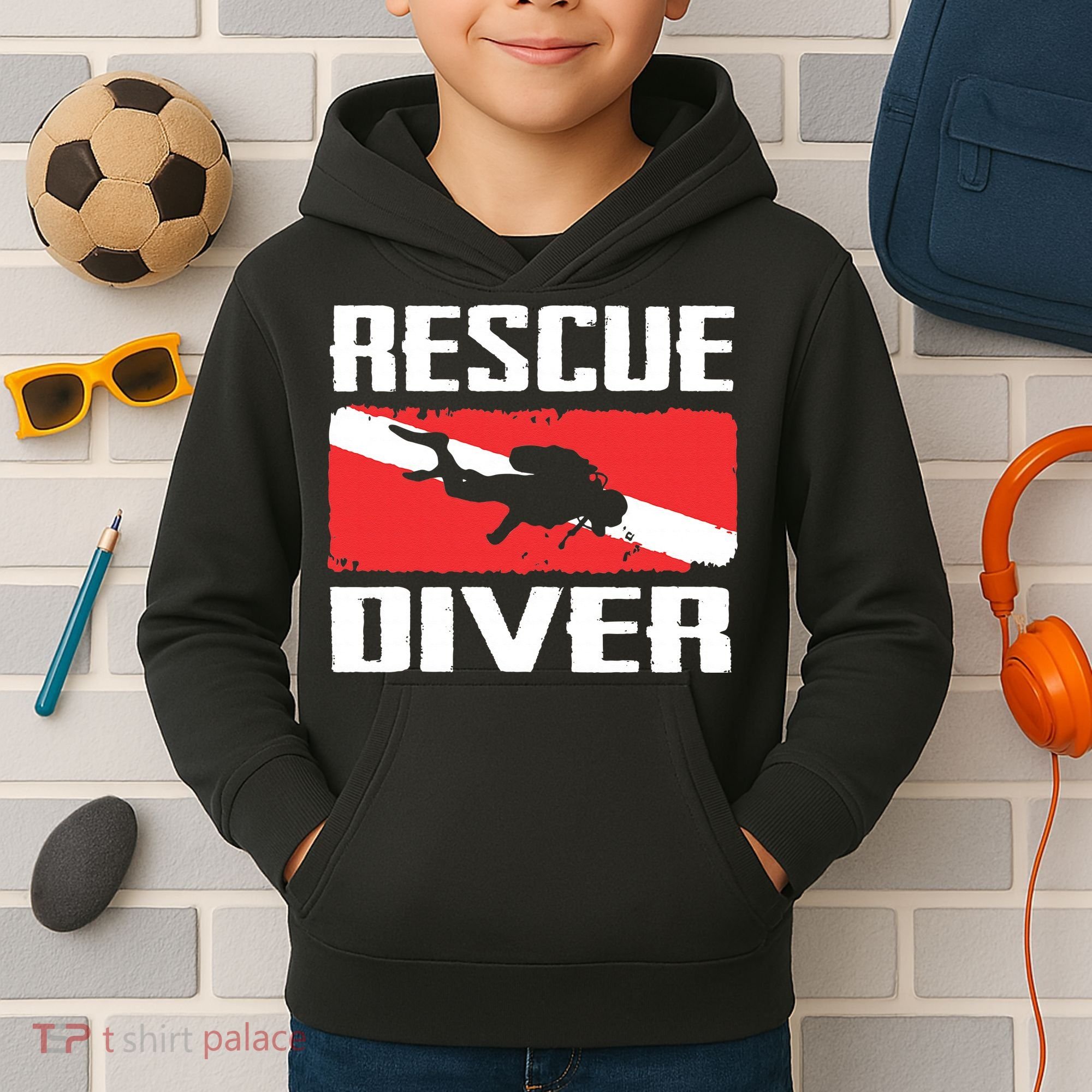 Scuba Diving Ocean Diver Rescue Diver Kids Hoodie