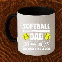 Softball Dad Pay Drive Clap Dad Of A Softball Player Father Cool Gift Coffee Mug thumb 2