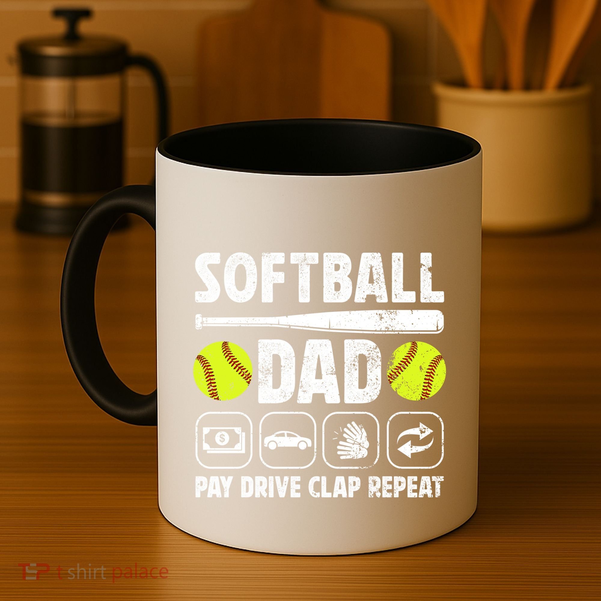 Softball Dad Pay Drive Clap Dad Of A Softball Player Father Cool Gift Coffee Mug
