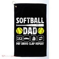 Softball Dad Pay Drive Clap Dad Of A Softball Player Father Cool Gift Golf Towel thumb 0