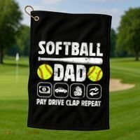 Softball Dad Pay Drive Clap Dad Of A Softball Player Father Cool Gift Golf Towel thumb 1