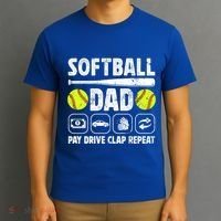 Softball Dad Pay Drive Clap Dad Of A Softball Player Father Cool Gift T-Shirt thumb 3