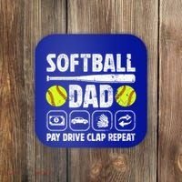 Softball Dad Pay Drive Clap Dad Of A Softball Player Father Cool Gift Coaster thumb 0
