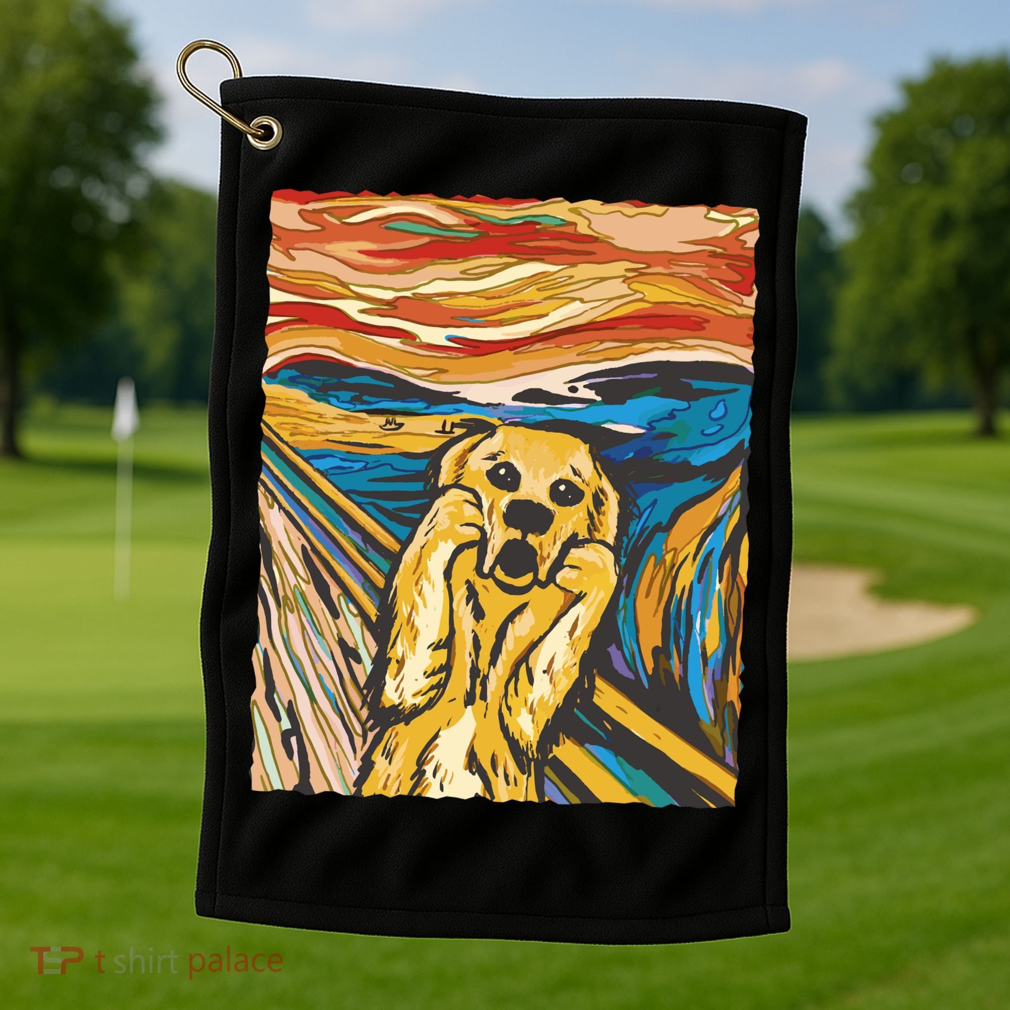 Scream Dog Painting Golf Towel