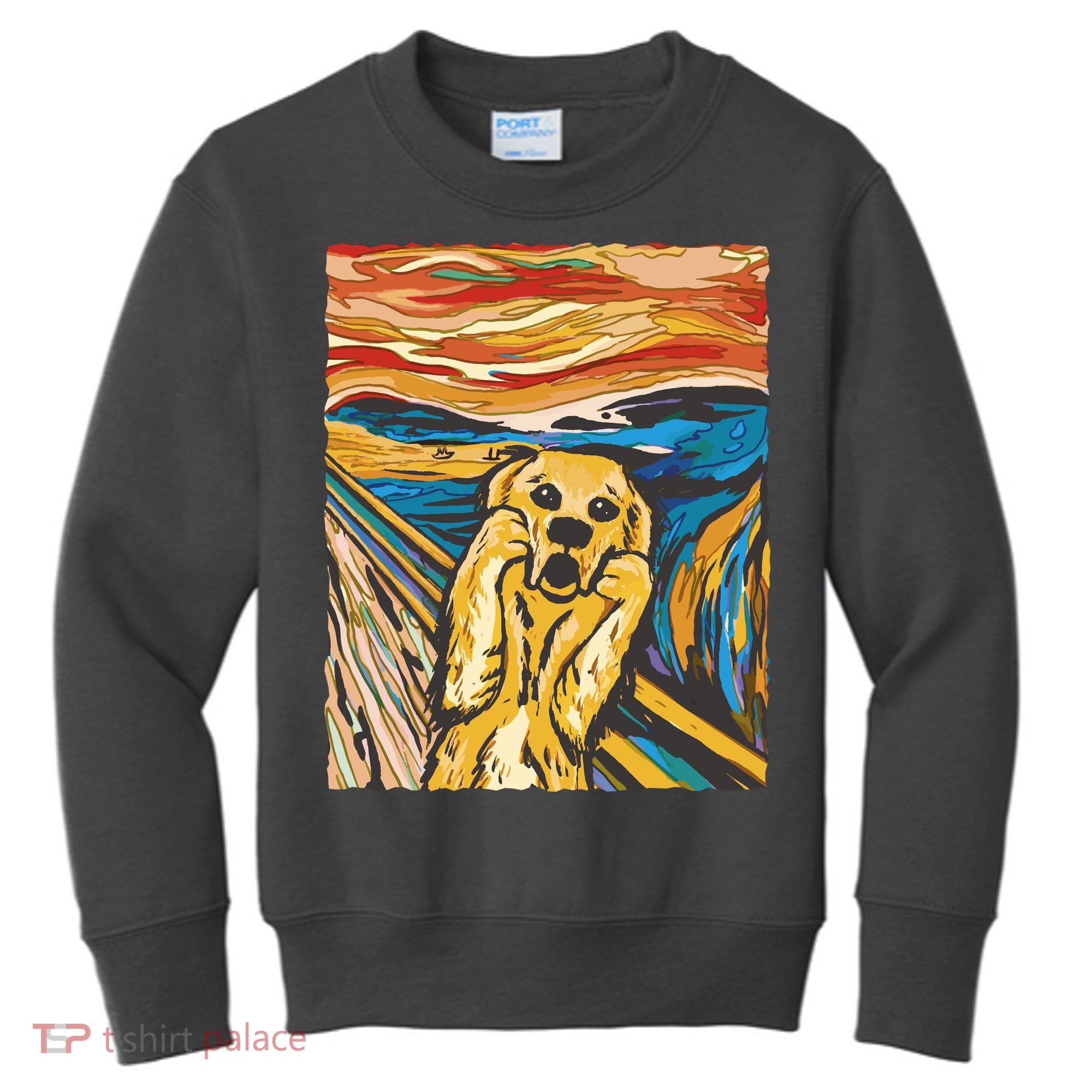 Scream Dog Painting Kids Sweatshirt