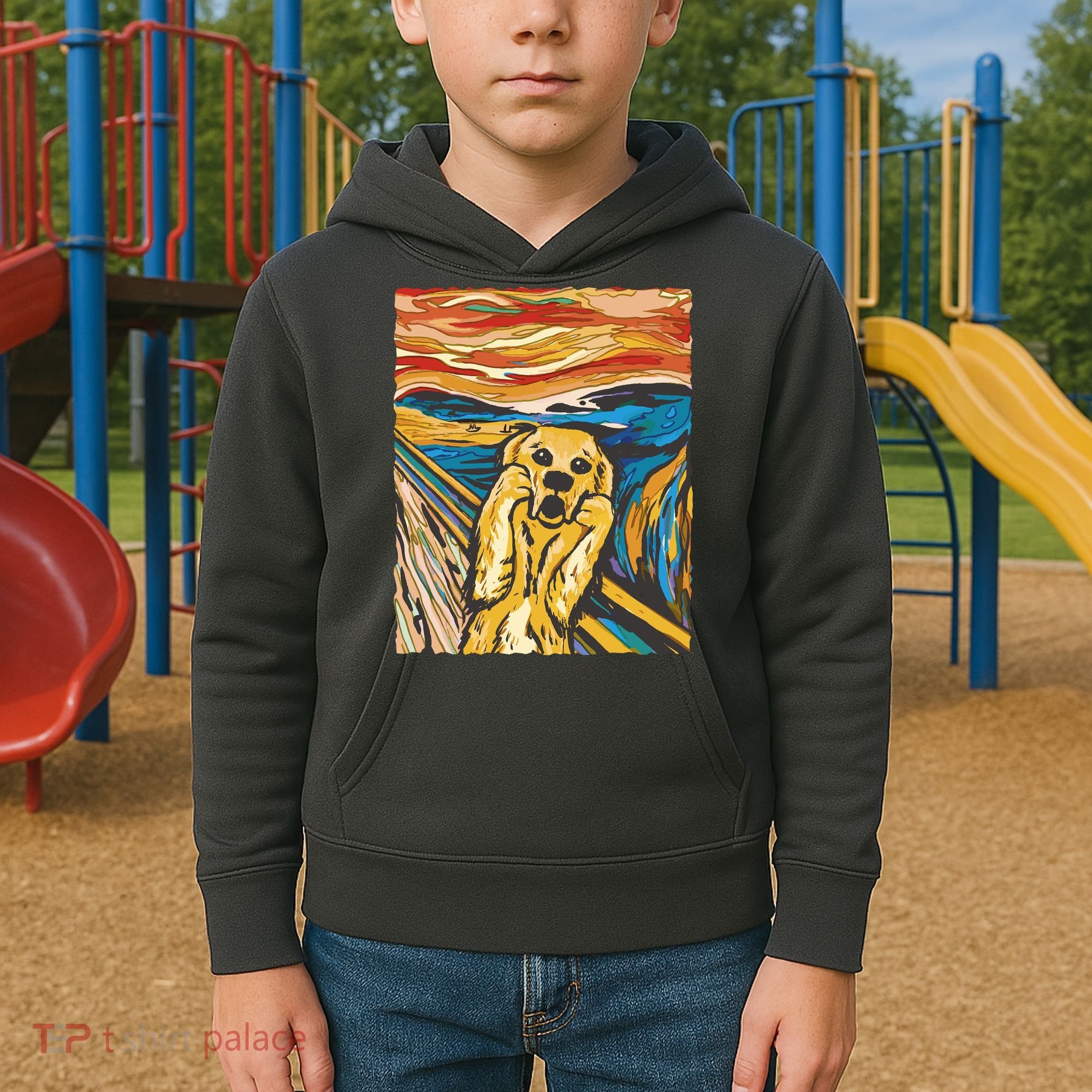 Scream Dog Painting Kids Hoodie