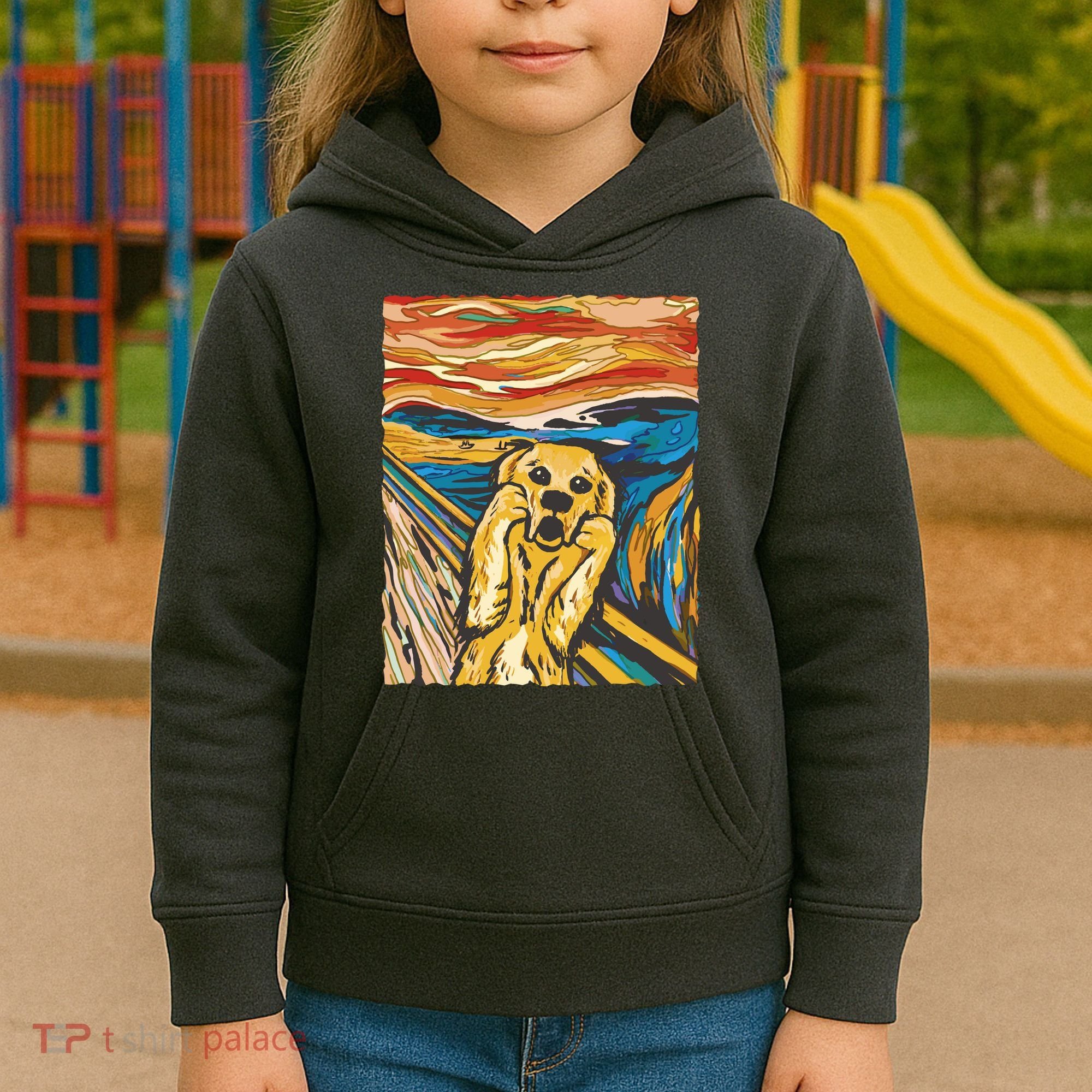 Scream Dog Painting Kids Hoodie