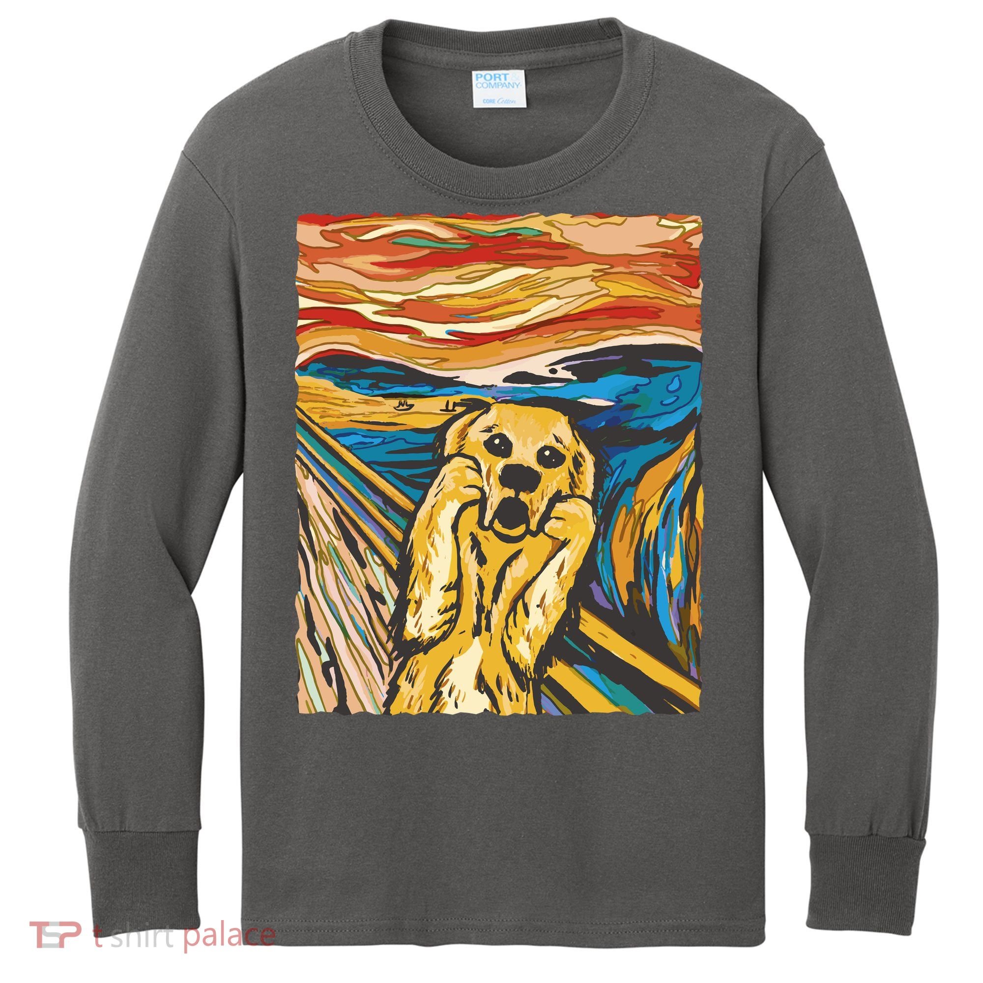 Scream Dog Painting Kids Long Sleeve Shirt