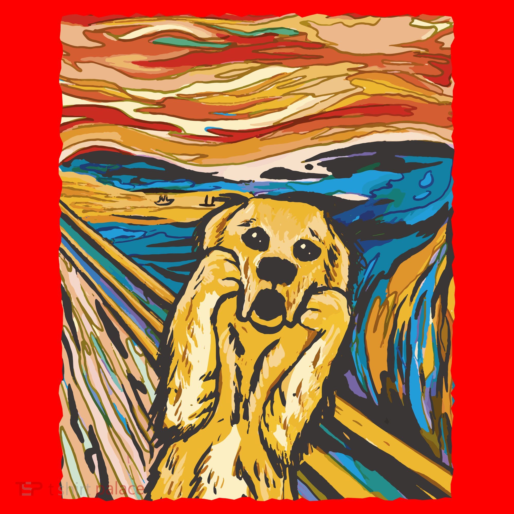 Scream Dog Painting Santa Hat