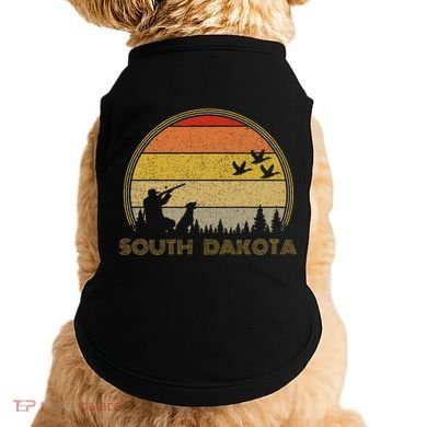 South Dakota Pheasant Hunter Bird Hunting Sunset Retro Doggie Tank