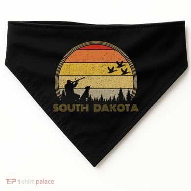 South Dakota Pheasant Hunter Bird Hunting Sunset Retro USA-Made Doggie Bandana
