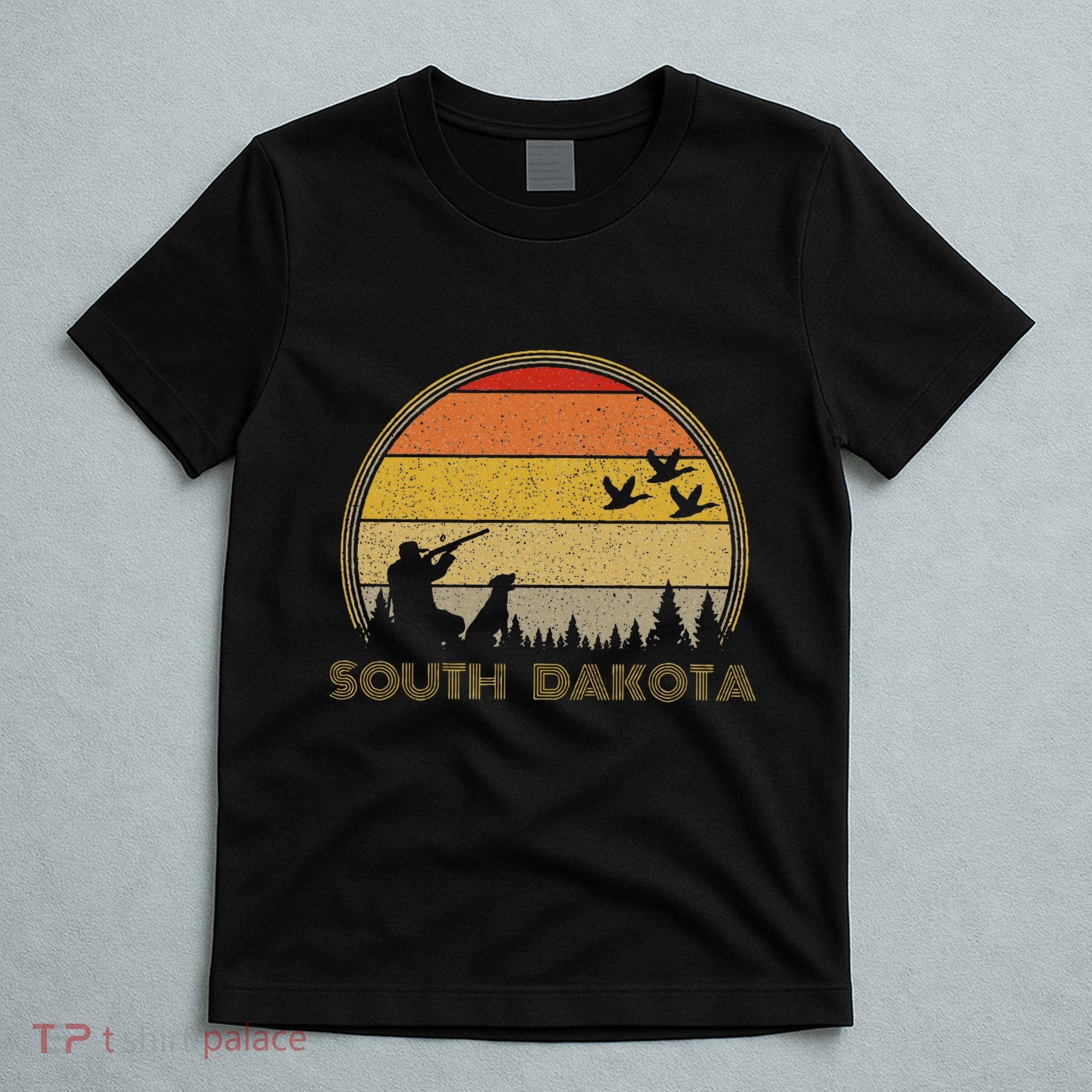South Dakota Pheasant Hunter Bird Hunting Sunset Retro T-Shirt
