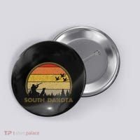 South Dakota Pheasant Hunter Bird Hunting Sunset Retro Button thumb 0